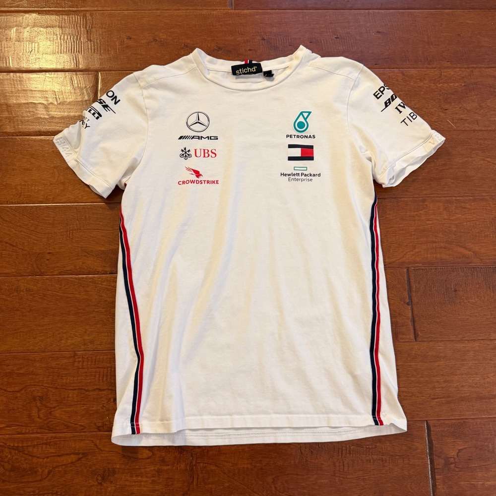 Mercedes-AMG T-Shirt Mens M White Petronas F1 Team Motorsport Tommy Hilfiger